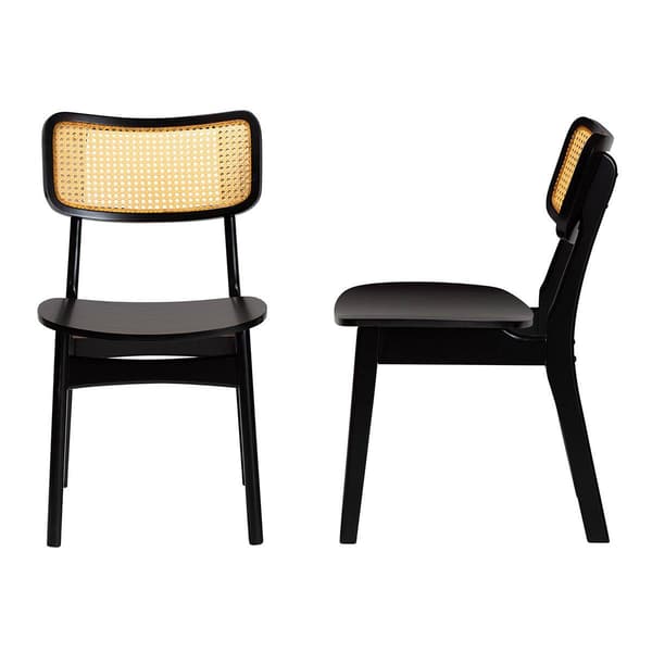 Baxton Studio Tafari Wood & Rattan 2pc. Dining Chair Set