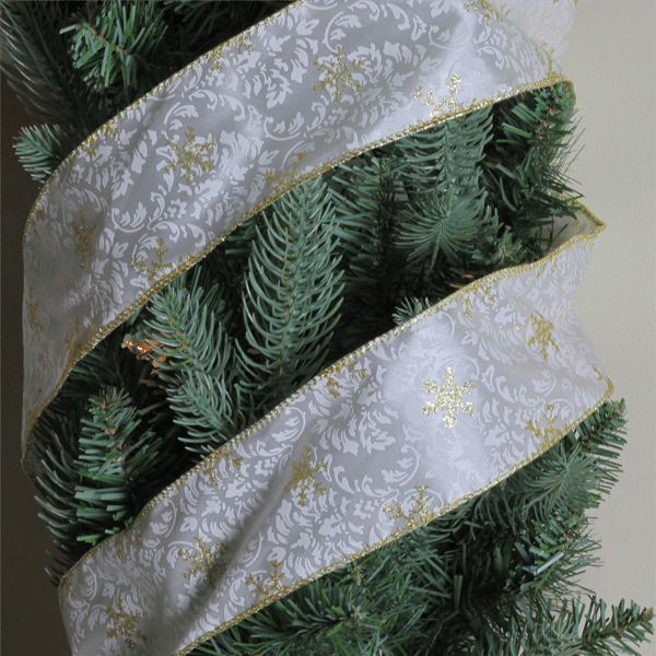 Northlight Gold & White Snowflake Printed Christmas Wired Ribbon