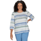Womens Alfred Dunner Provence 3/4 Sleeve Bayadere Stripe Blouse - image 1