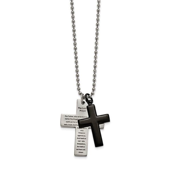 Mens Gentlemens Classics&#40;tm&#41; Black Plated Lords Prayer Necklace - image 