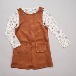 Girls (7-14) Rare Editions Western Mesh Top w/ Suede Jumper Set