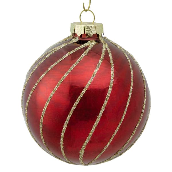 Northlight Seasonal 4ct. Glitter Striped Christmas Ball Ornaments