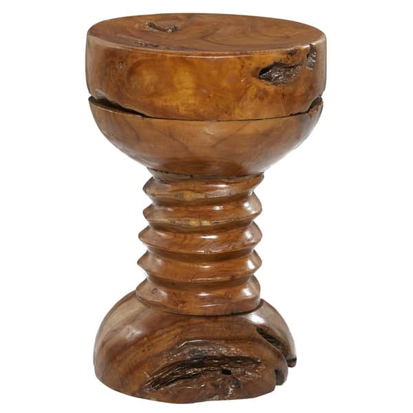 9th & Pike(R) Rustic Brown Teak Wood End Table - image 