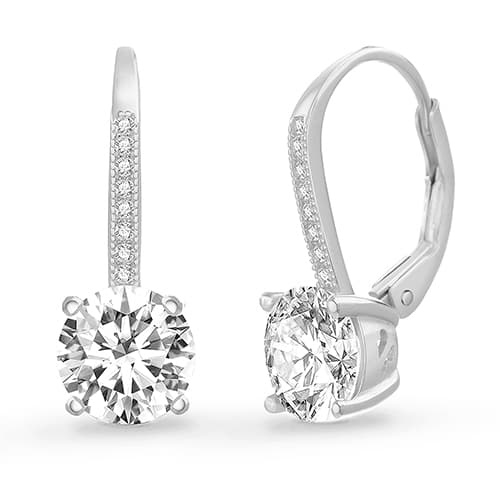Sterling Silver & CZ Round Drop Earrings