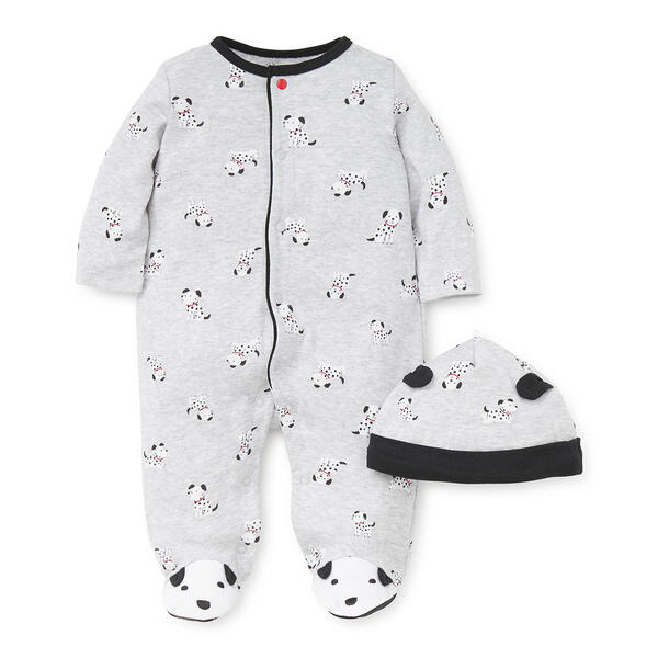 Baby Boy (NB-9M) Little Me Dalmatian Footie Sleeper with Hat - image 