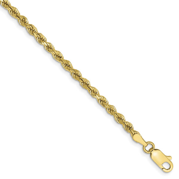Mens Gold Classics&#40;tm&#41; 10kt. 2.75mm Diamond-cut Rope Chain Bracelet - image 