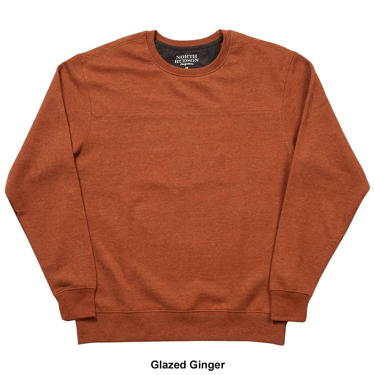Mens North Hudson Suede Crew Neck Pieced Chest Sweatshirt