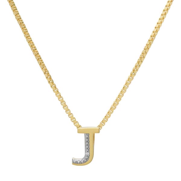 Gianni Argento 14kt. Gold Plated Diamond Accent J Pendant - image 