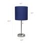 LimeLights Brush Steel Lamp w/Charging Outlet/Navy Shade-Set of 2 - image 4