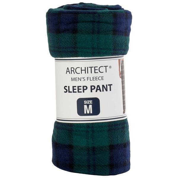 Mens Architect® Plaid Rolled Fleece Sleep Pants - Green/Navy