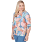 Womens Alfred Dunner Beachcomber Abstract Floral V Neck Tee - image 3