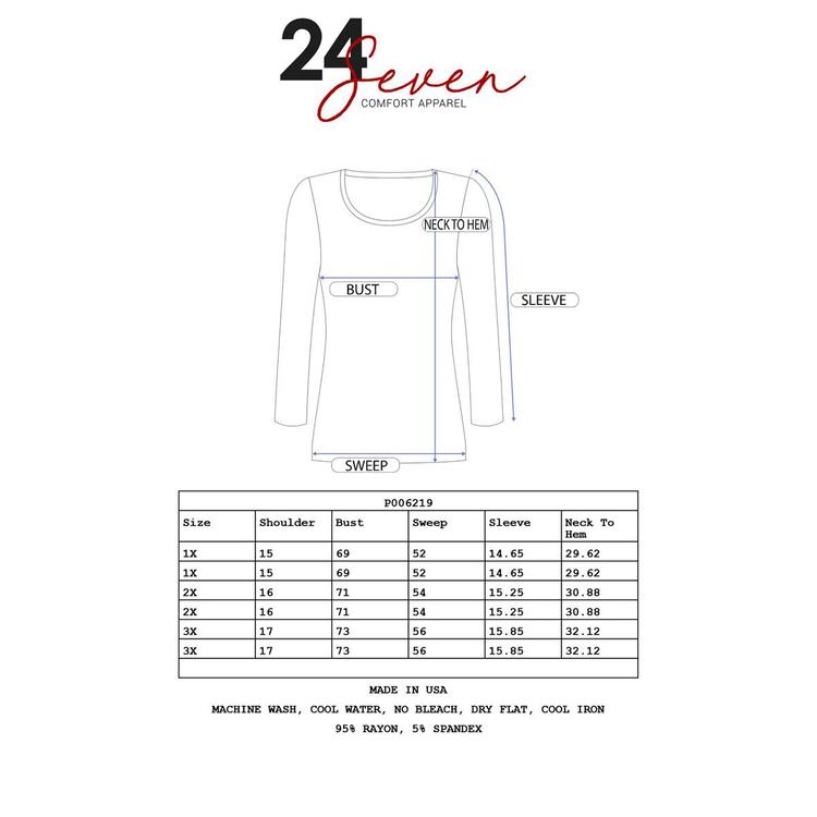 Plus Size 24/7 Comfort Apparel Dolman Long Sleeve Top