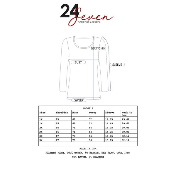 Plus Size 24/7 Comfort Apparel Dolman Long Sleeve Top