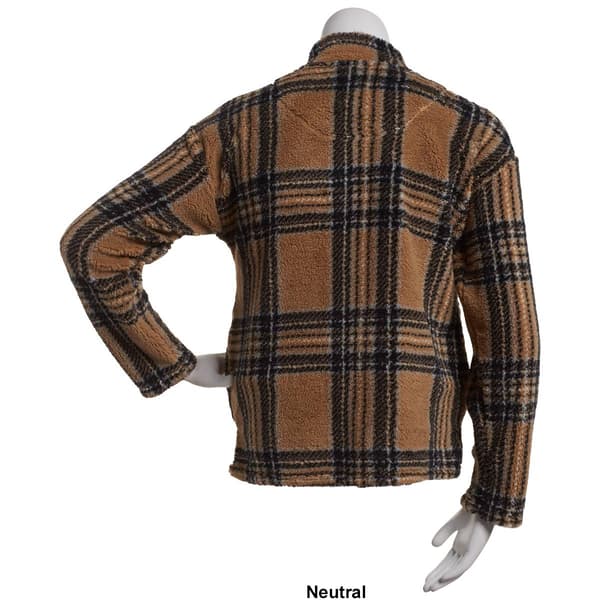 Petites Mountain Ridge Long Sleeve Sherpa Zip Plaid Jacket