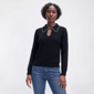 Womens Nicole Miller Long Sleeve Solid Beaded Trim Collar Sweater - image 1
