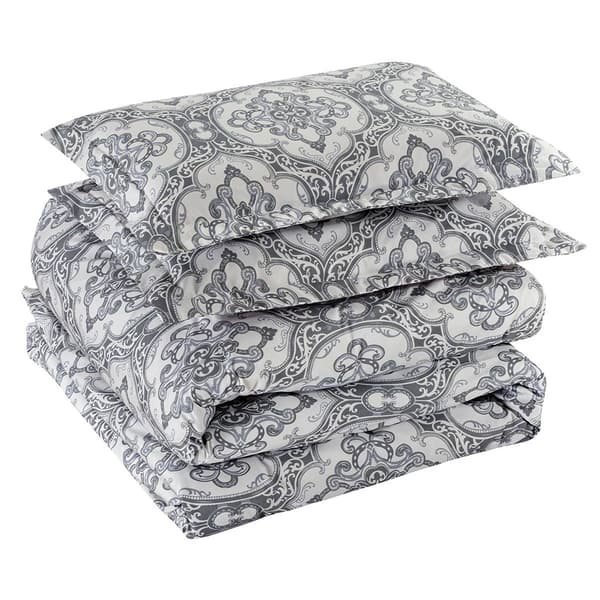Bibb Home 1800 Series Damask 3pc. Duvet Cover Set