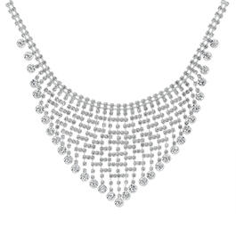 Roman Silver-Tone Crystal Cup Chain Drop Collar Necklace