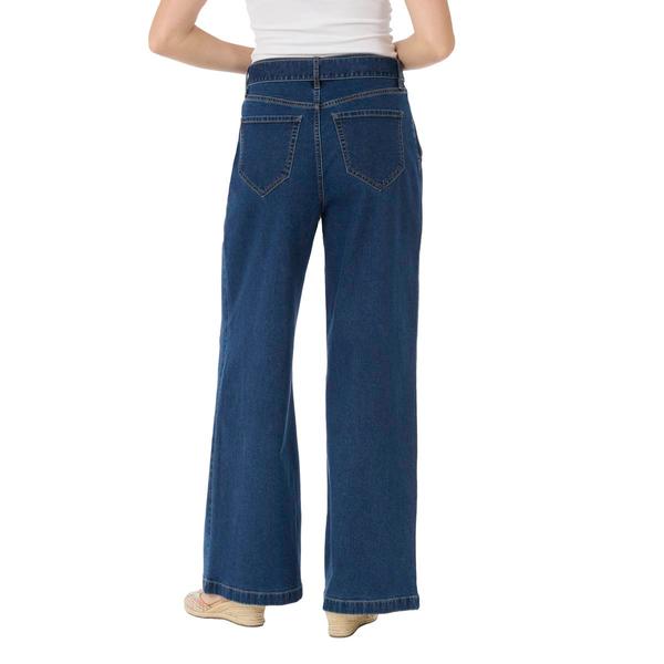 Womens Nicole Miller Super High Rise Belted Wide Leg Jeans