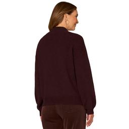 Womens Democracy Bead Embroidered Sleeve Mock Neck Sweater