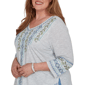 Plus Size Alfred Dunner Provence 3/4 Sleeve Embroidered Blouse - image 5
