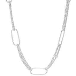 Sterling Silver Double Link Chain Necklace with Stations