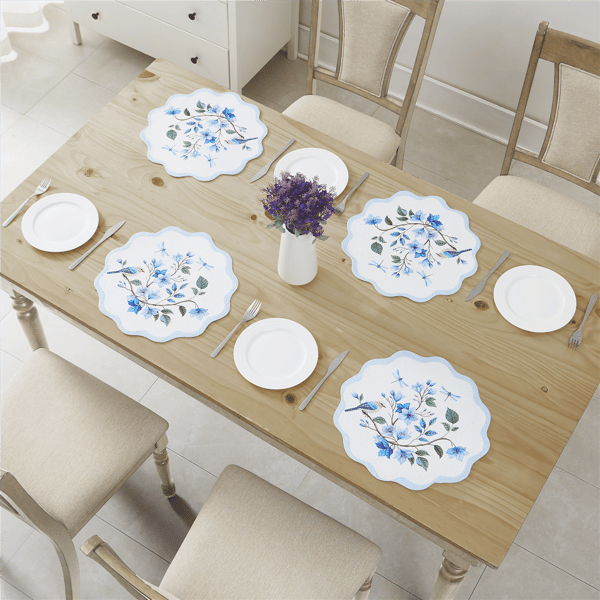 Avanti Bluebird Woven Braided Round Placemats - Set of 4