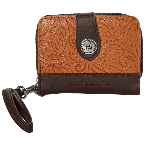 Stone Mountain Tooled Small Zip Around Wristlet - image 