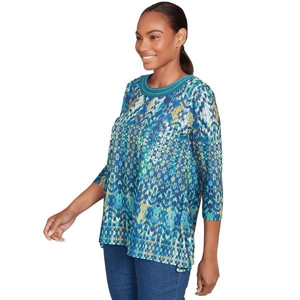 Womens Ruby Rd. Fall Flair 3/4 Sleeve Kaleidoscope Blouse