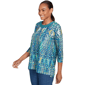 Womens Ruby Rd. Fall Flair 3/4 Sleeve Kaleidoscope Blouse - image 3