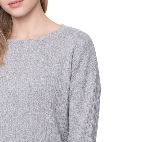 Womens NY Collection Long Sleeve Solid Rib Knit Sweater