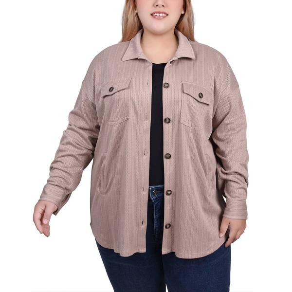 Plus Size NY Collection Long Sleeve Button Down Shacket