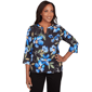 Petites Alfred Dunner Barcelona Watercolor Floral Velvet Trim Top - image 1