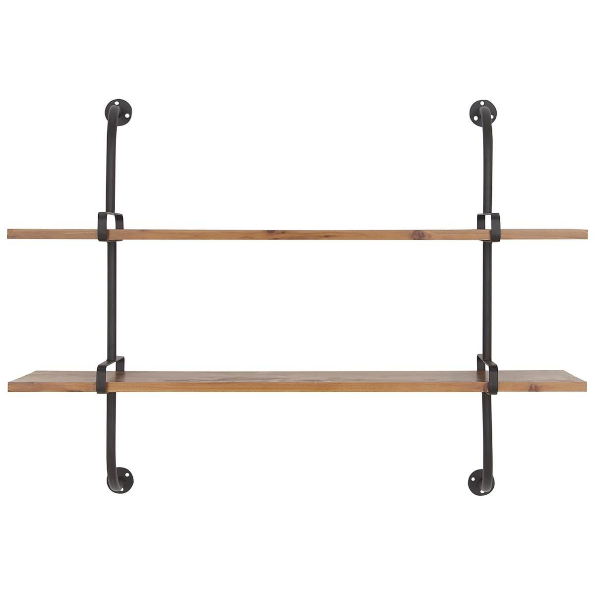 9th & Pike® 2 Tier Metal and Wood Floating Wall Shelf