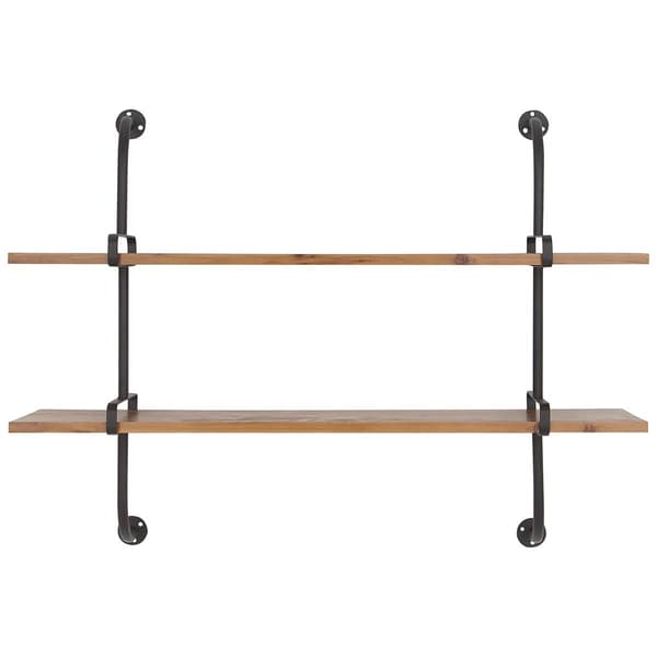 9th & Pike&#40;R&#41; 2 Tier Metal and Wood Floating Wall Shelf - image 