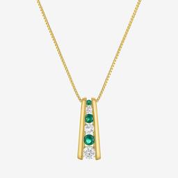 Gemstone Classics(tm) Lab Grown Sapphire & Emerald Ladder Pendant