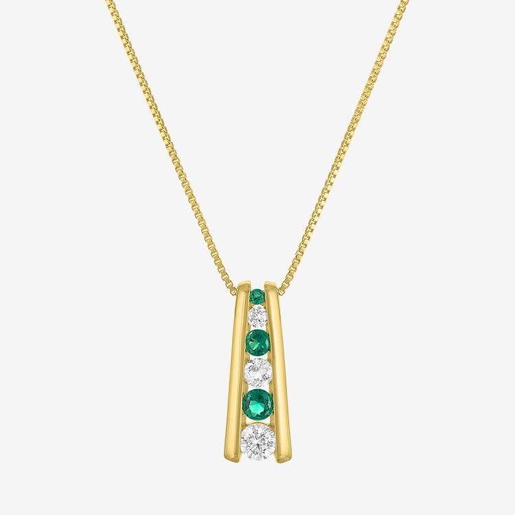 Gemstone Classics(tm) Lab Grown Sapphire & Emerald Ladder Pendant
