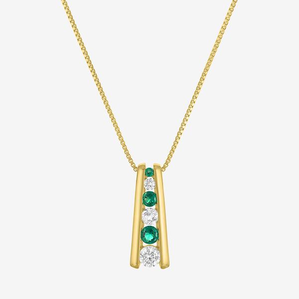 Gemstone Classics(tm) Lab Grown Sapphire & Emerald Ladder Pendant - image 