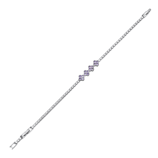 Saffron Violet CZ Blossom Accent Tennis Bracelet