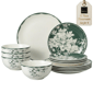 222 Fifth Brittany Stoneware Dinnerware Set 12pc. Sage Floral - image 1