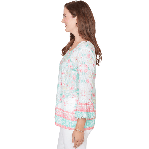 Womens Ruby Rd. Renaissance Romance Flounce Sleeve Floral Blouse