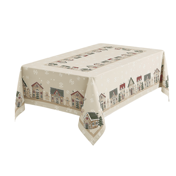 Avanti Linens Gingerbread Village Tablecloth