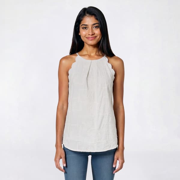 Juniors A. Byer Embroidered Flower Scallop Arm Camisole