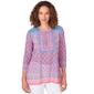 Womens Ruby Rd. Bright Blooms Knit Embroidered Geo Blouse - image 1