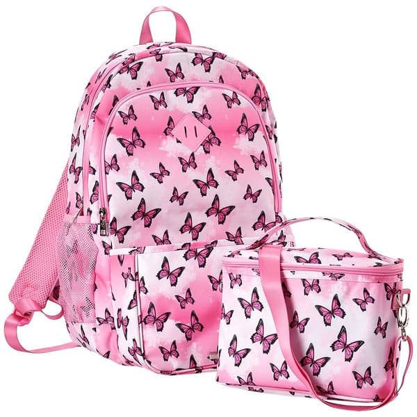 Madden Girl Nylon Backpack w/Lunch Box - Butterflies