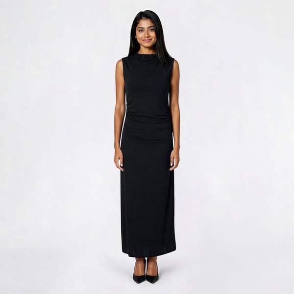 Juniors Madden Girl Sleeveless Crepe Funnel Neck Ruche Midi Dress - image 