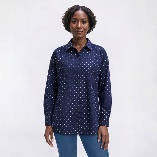 Womens LANDS END(R) Dot Point Collar Button Down
