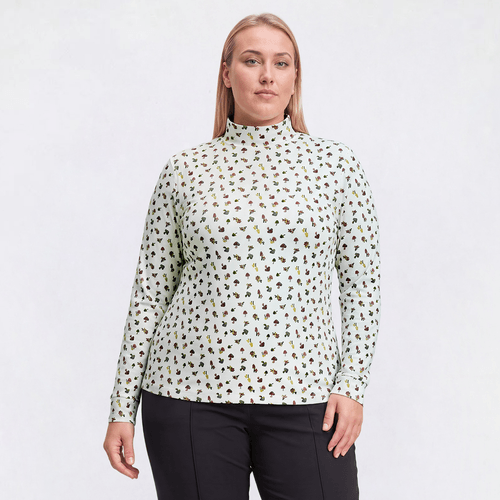 Plus Size Hasting & Smith Long Sleeve Mock Neck Mushroom Tee - image 