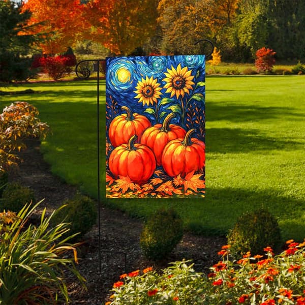 Briarwood Lane Starry Night Pumpkins Garden Flag