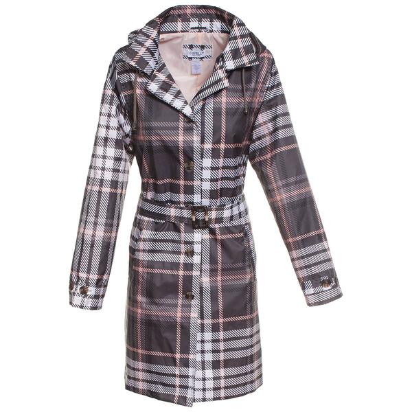 Womens Capelli New York Plaid Mid-Length Trench Coat - image 
