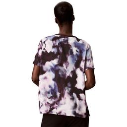 Womens Calvin Klein Short Sleeve Satin Floral Blouse